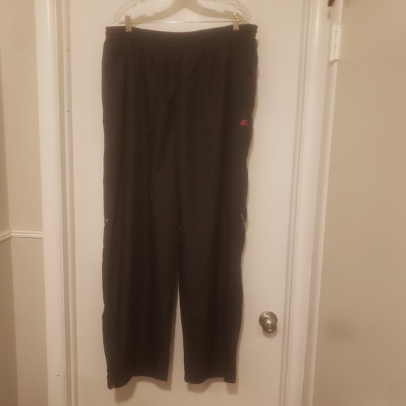 Vintage Men Starter Black Lightweight Track Pants Size 2XL Ankle Zip - Picture 1 of 7